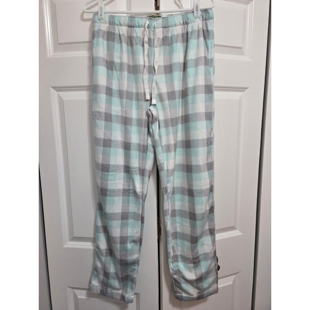 Narrow River Trading Co. Women's Fleece Pants w/ Pockets, Blue/Gray Plaid, Lge - Picture 1 of 7